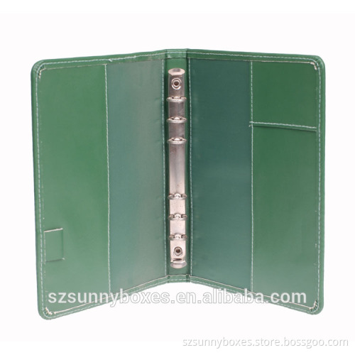 A5 Leather Portfolio Folder Plastic Green PVC 6 Ring Binder Mechanism